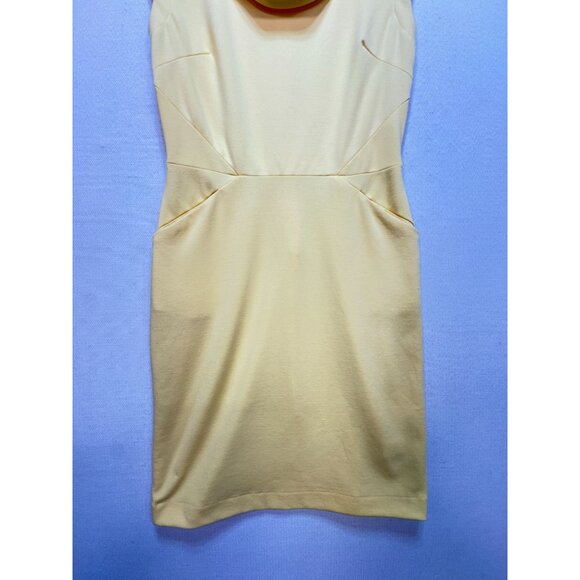 Banana Republic Women's Cowl Neck Bodycon Dress Stretch Size 4 Butter Yellow - Picture 5 of 11